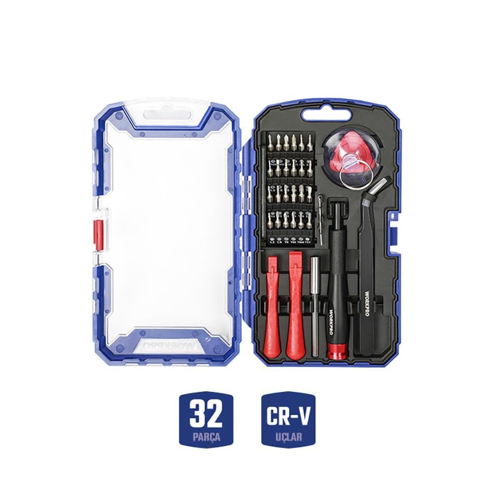 WorkproWORKPRO WP200541 32 Parça CR-V Hassas Elektronikçi/Telefoncu Profesyonel Onarım SetiWP200541