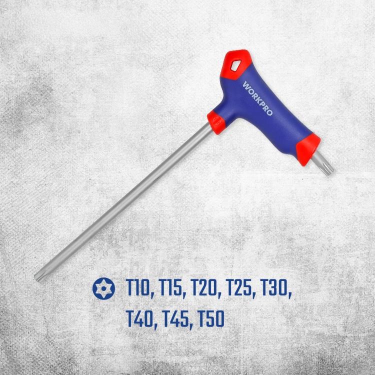 WorkproWORKPRO WP200543 8 Parça CR-V T Tipi Uzun Delikli Torx Profesyonel Allen Anahtar TakımıWP200543