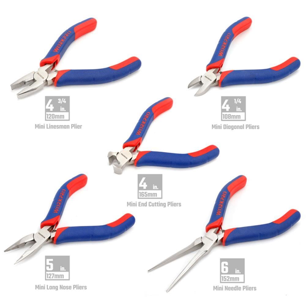 WorkproWORKPRO WP201015 CR-V 5 Parça Elektronikçi Profesyonel Mini Pense Seti + Bez Taşıma ÇantasıWP201015