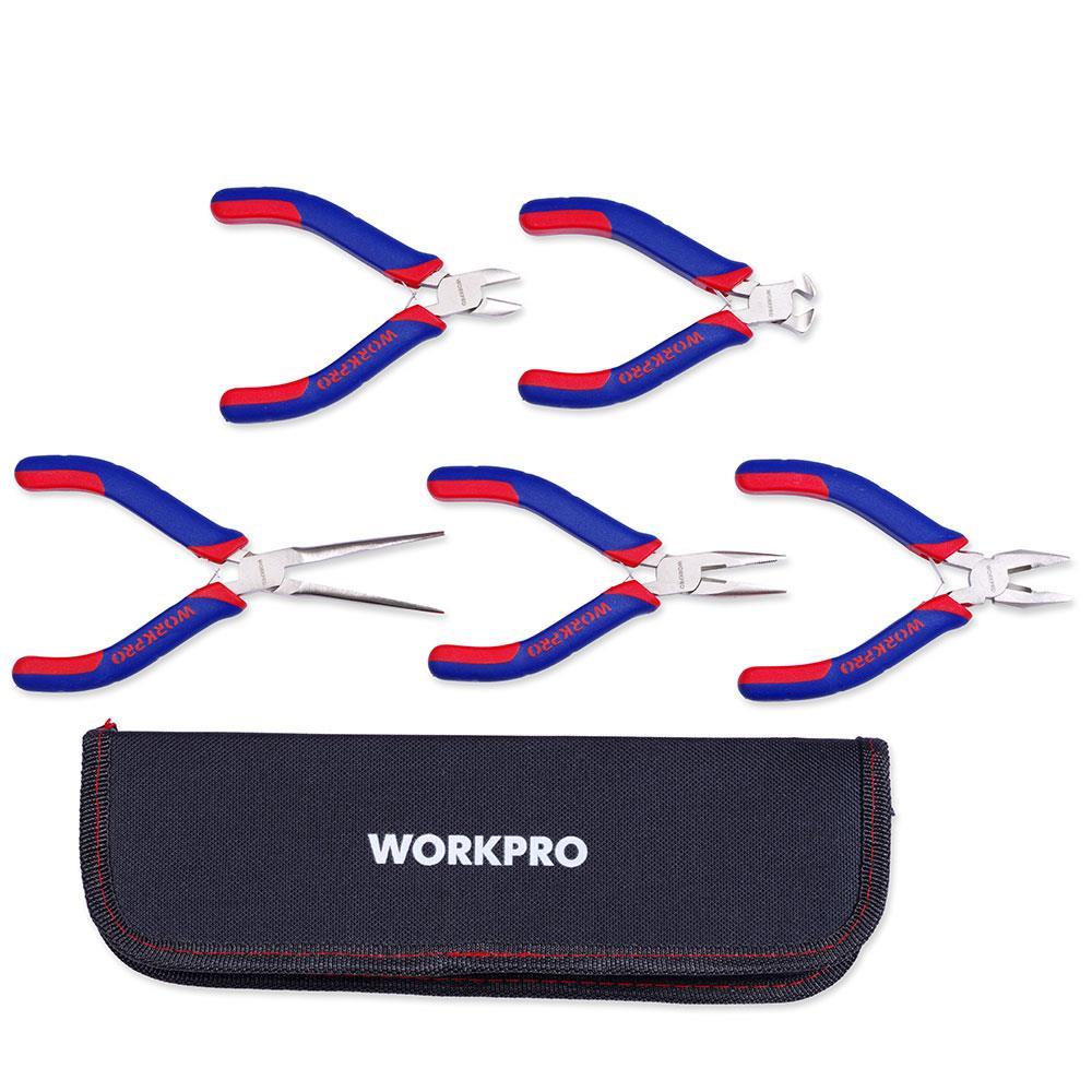 WorkproWORKPRO WP201015 CR-V 5 Parça Elektronikçi Profesyonel Mini Pense Seti + Bez Taşıma ÇantasıWP201015
