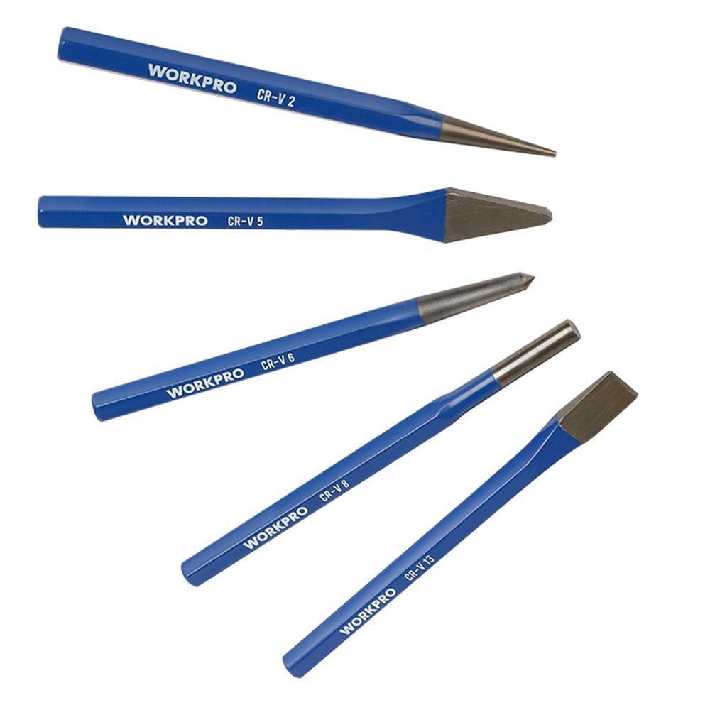 WorkproWORKPRO WP201303 5 Parça CR-V Profesyonel Noktalama ve Keski SetiWP201303