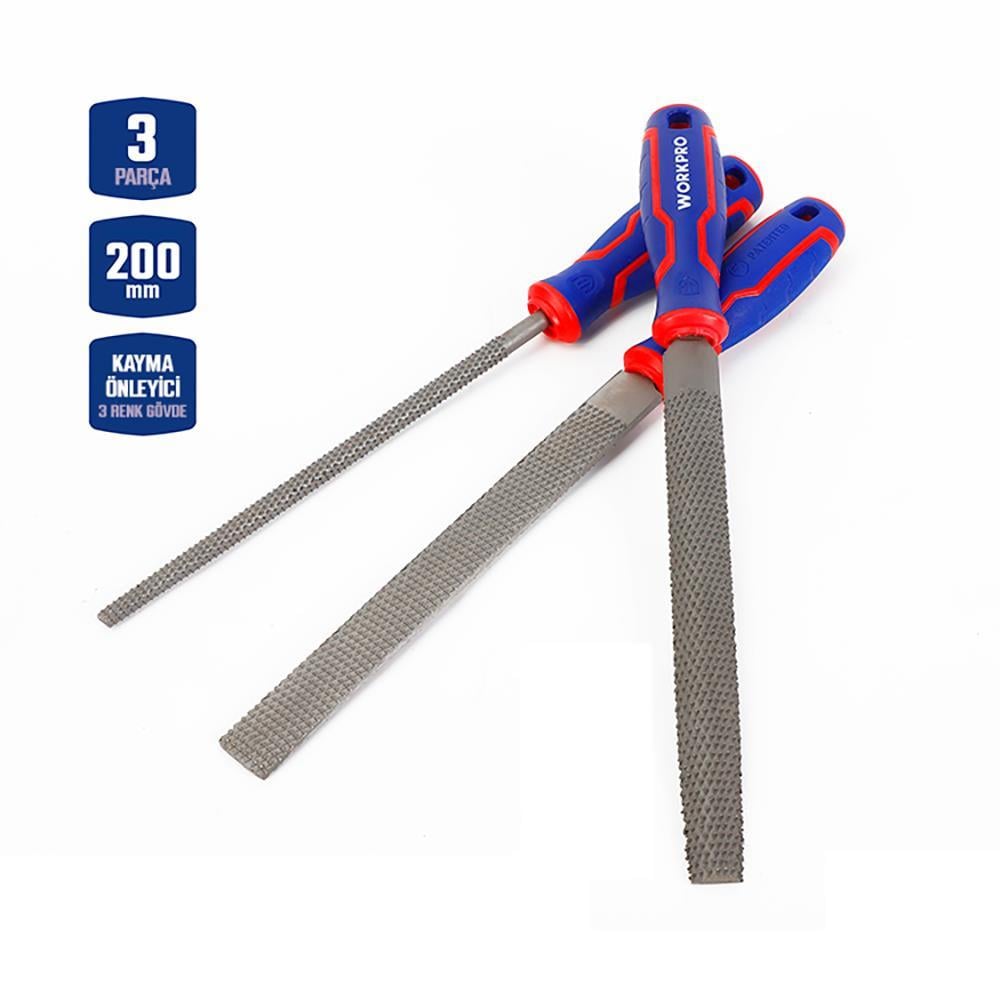 WorkproWORKPRO WP201703 3 Parça 200mm Profesyonel Ahşap Törpü SetiWP201703