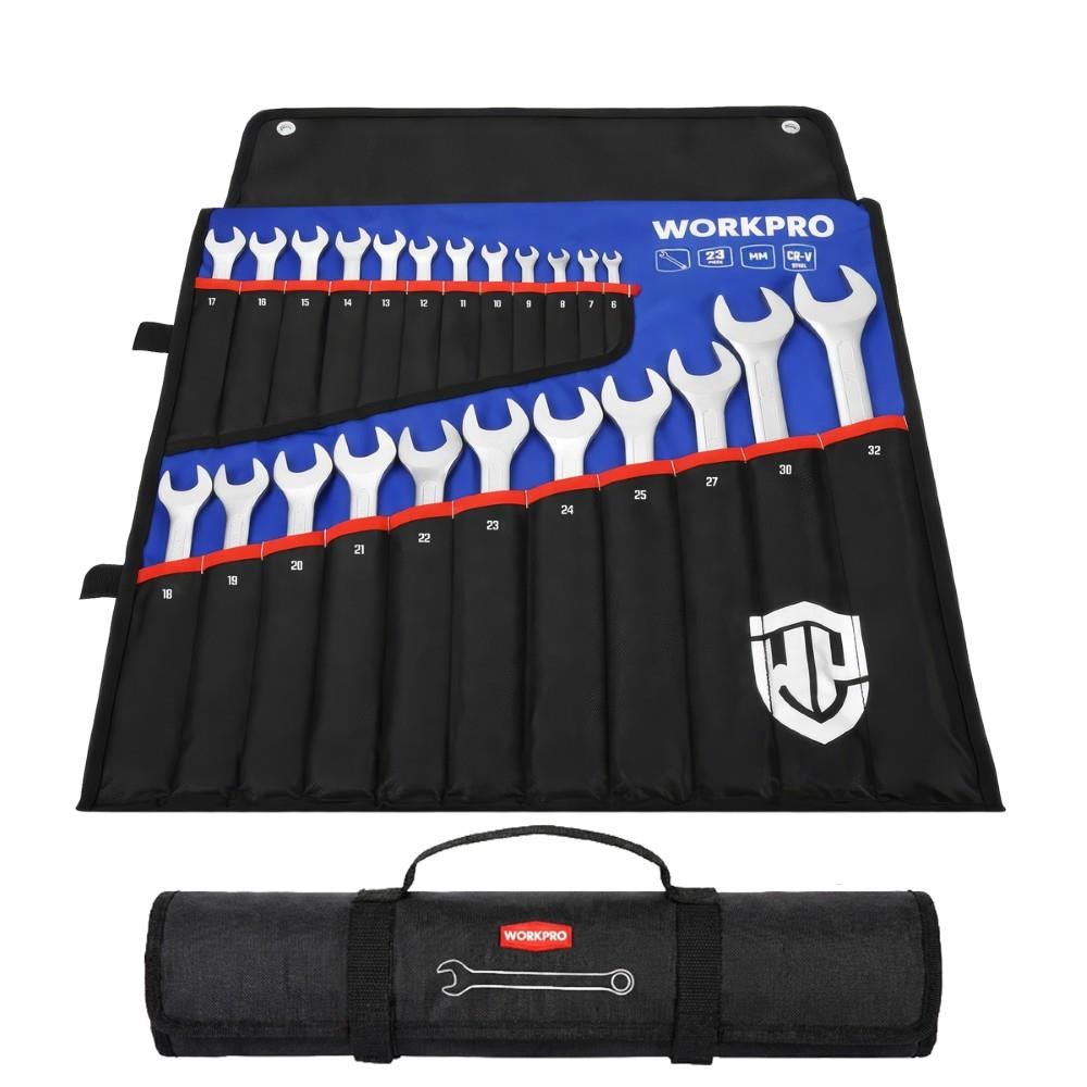 WorkproWorkpro WP202504 WORKPRO WP202504 6-32mm 23 Parça CR-V Profesyonel Kombine Anahtar Takımı + Bez Taşıma KılıfıWP202504