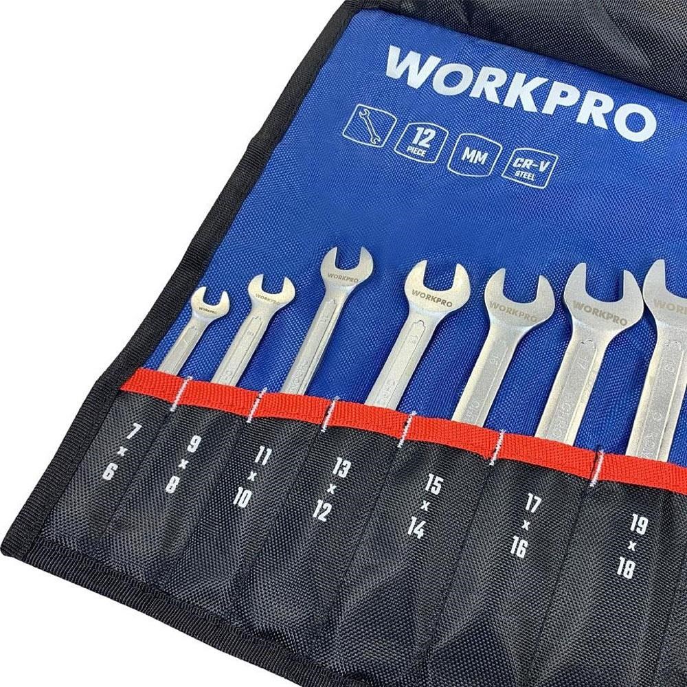 WorkproWORKPRO WP202507 6-32mm 12 Parça CR-V Profesyonel Açık Ağız Anahtar Takımı + Bez Taşıma KılıfıWP202507