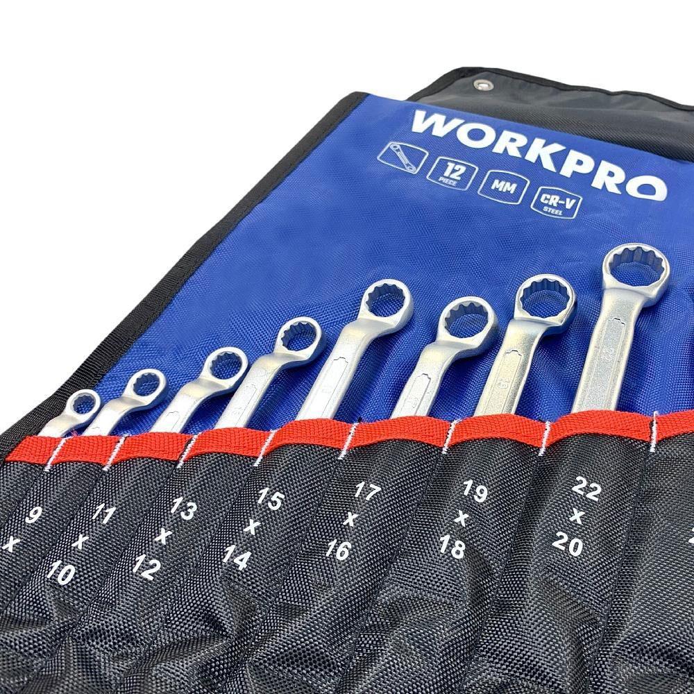 WorkproWORKPRO WP202510 6-32mm 12 Parça CR-V Profesyonel İki Ağızlı Yıldız Anahtar Takımı + Bez Taşıma KılıfıWP202510
