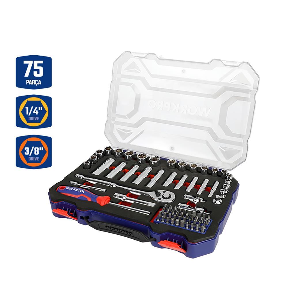 WorkproWORKPRO WP202524 1/4'’ 3/8’’ Metrik 75 Parça Cr-V Profesyonel Lokma TakımıWP202524