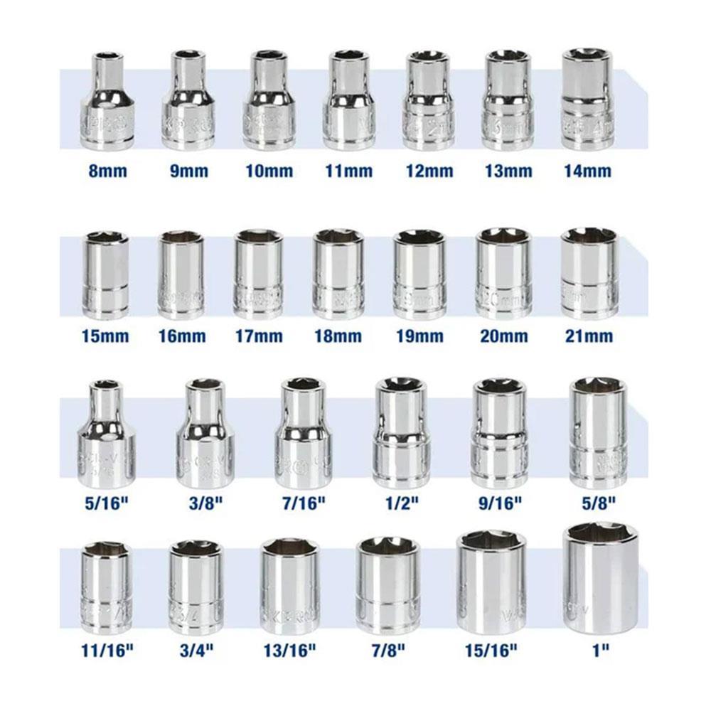WorkproWORKPRO WP202525 30 Parça 1/2’’ CR-V Metrik/İnç Profesyonel Lokma TakımıWP202525
