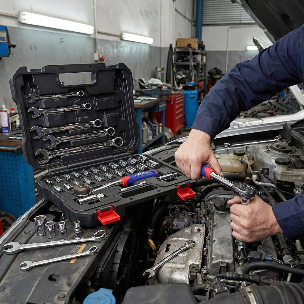 WorkproWORKPRO WP202528 3/8’’ Metrik/İnç 32 Parça Cr-V Profesyonel Lokma ve Kombine Anahtar TakımıWP202528