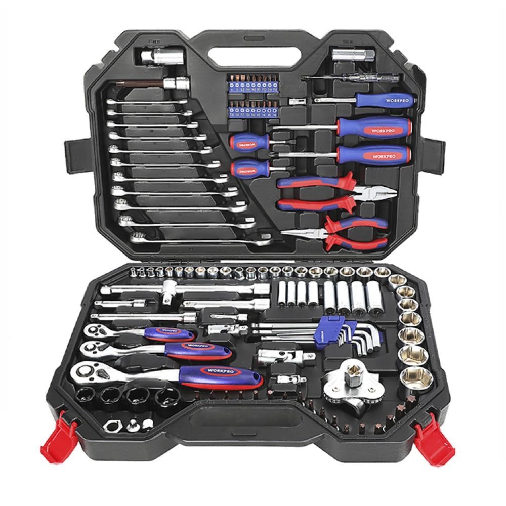 WorkproWORKPRO WP202533 1/4'’ 3/8’’ 1/2'’ 123 Parça Cr-V Metrik Ağır Hizmet Lokma ve Kombine Anahtar TakımıWP202533