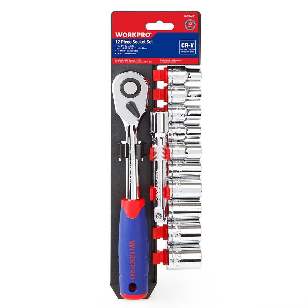 WorkproWORKPRO WP202558 12 Parça 1/2’’ CR-V Metrik Profesyonel Lokma TakımıWP202558