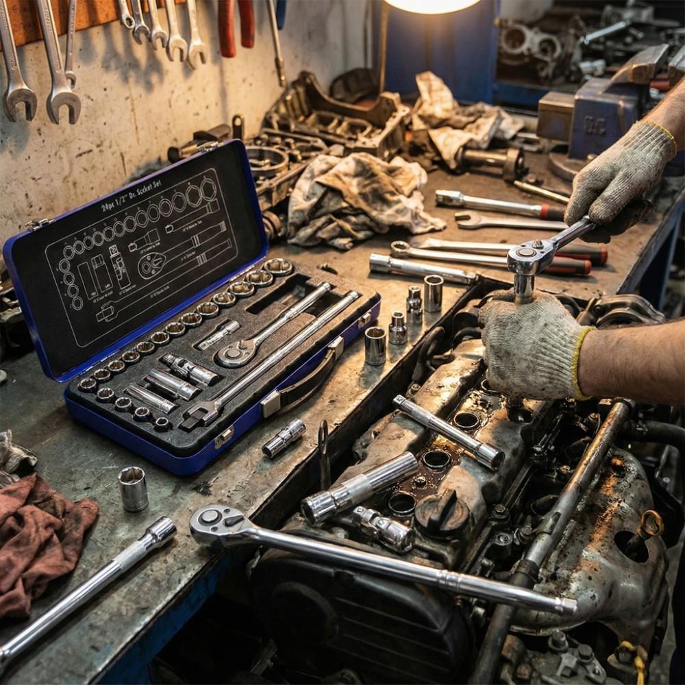 WorkproWORKPRO WP202564 1/2'’ Cr-V 24 Parça Metrik Ağır Hizmet Lokma TakımıWP202564