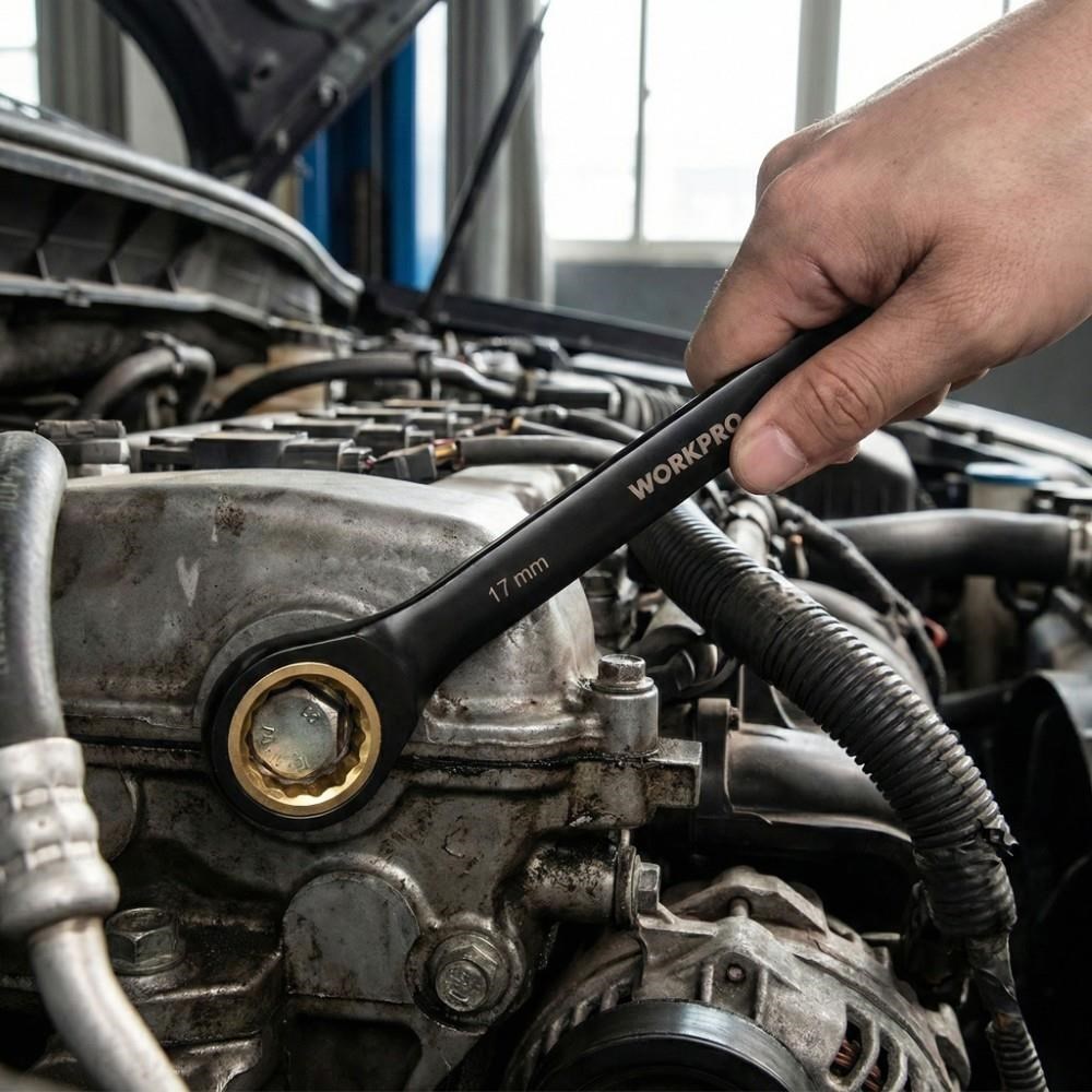 WorkproWORKPRO WP202602 8-19mm 9 Parça CR-V Profesyonel Cırcır Kombine Anahtar Takımı + Bez Taşıma KılıfıWP202602