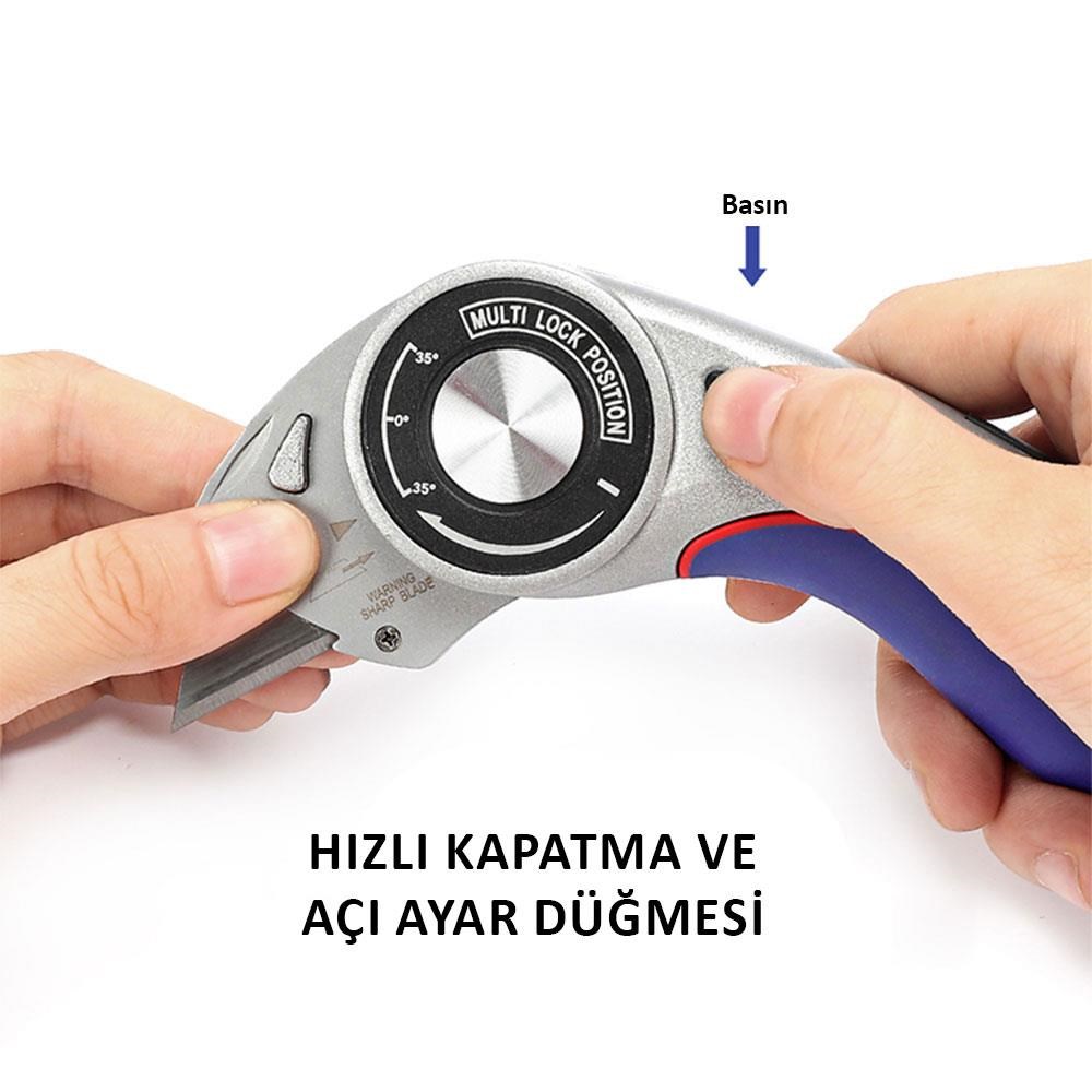 WorkproWORKPRO WP211013 Ağır Hizmet Alüminyum Gövde Açı Ayarlı Katlanır Rötuş Maket Bıçağı + 5 Adet Yedek BıçakWP211013