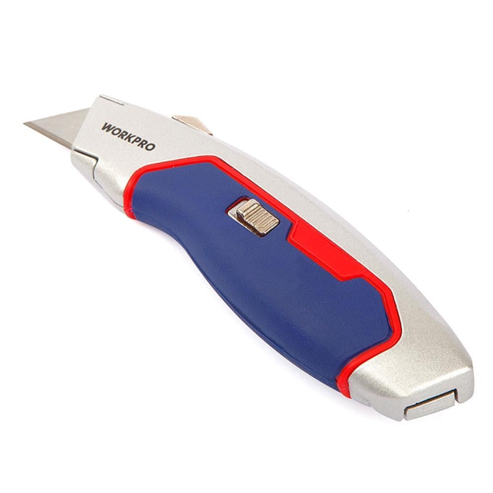 WorkproWORKPRO WP213011 Ağır Hizmet Alüminyum Gövde Geri Çekilebilir Rötuş Maket Bıçağı + 3 Adet Yedek BıçakWP213011