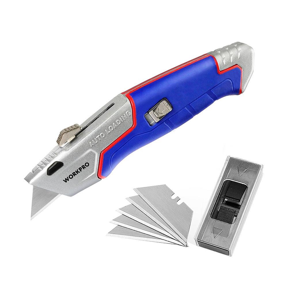 WorkproWORKPRO WP213012 Ağır Hizmet Alüminyum Gövde Geri Çekilebilir Rötuş Maket Bıçağı + 4 Adet Yedek BıçakWP213012
