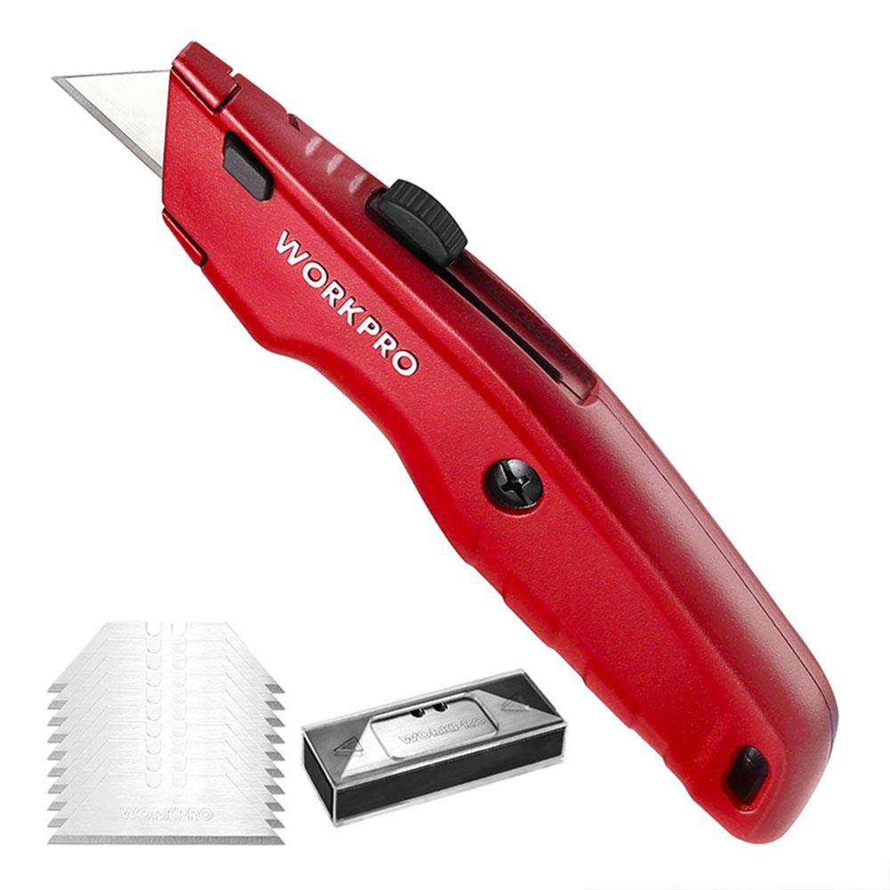 WorkproWORKPRO WP213017 Ağır Hizmet Alüminyum Gövde Geri Çekilebilir Rötuş Maket Bıçağı + 3 Adet Yedek BıçakWP213017