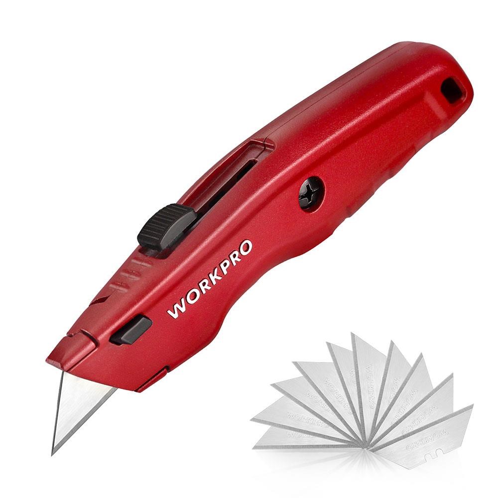WorkproWORKPRO WP213017 Ağır Hizmet Alüminyum Gövde Geri Çekilebilir Rötuş Maket Bıçağı + 3 Adet Yedek BıçakWP213017