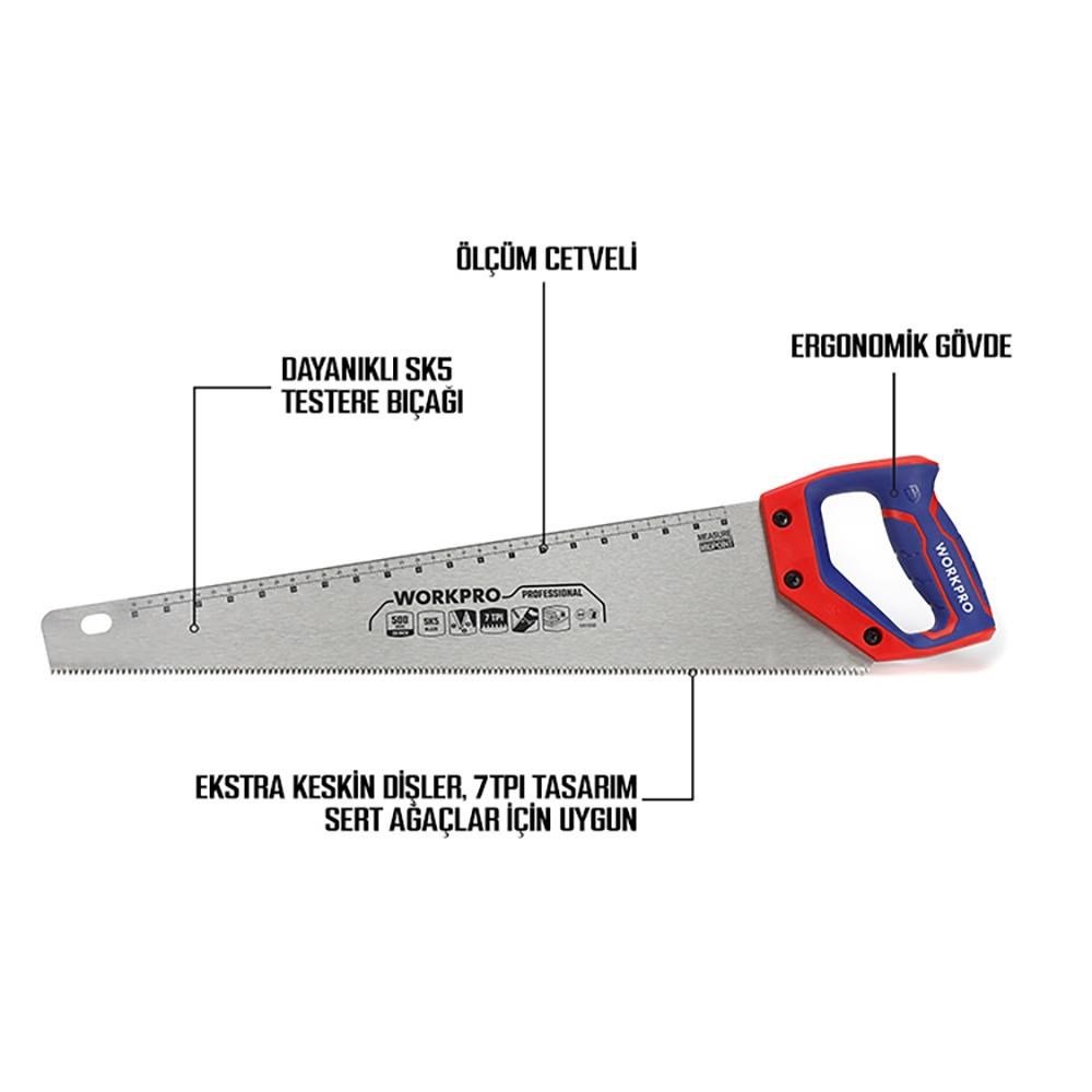 WorkproWORKPRO WP215007 500mm SK5 7 TPI Ağır Hizmet Tipi El TesteresiWP215007