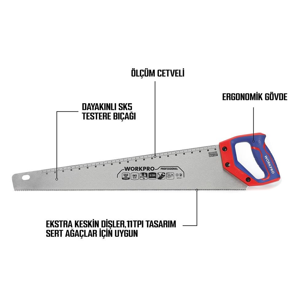 WorkproWORKPRO WP215012 550mm SK5 11 TPI Ağır Hizmet Tipi El TesteresiWP215012