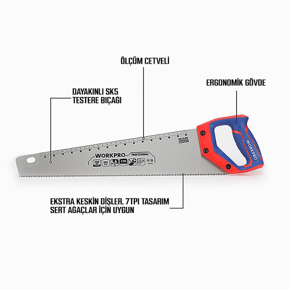 WorkproWORKPRO WP215035 350mm SK5 7 TPI Ağır Hizmet Tipi El TesteresiWP215035
