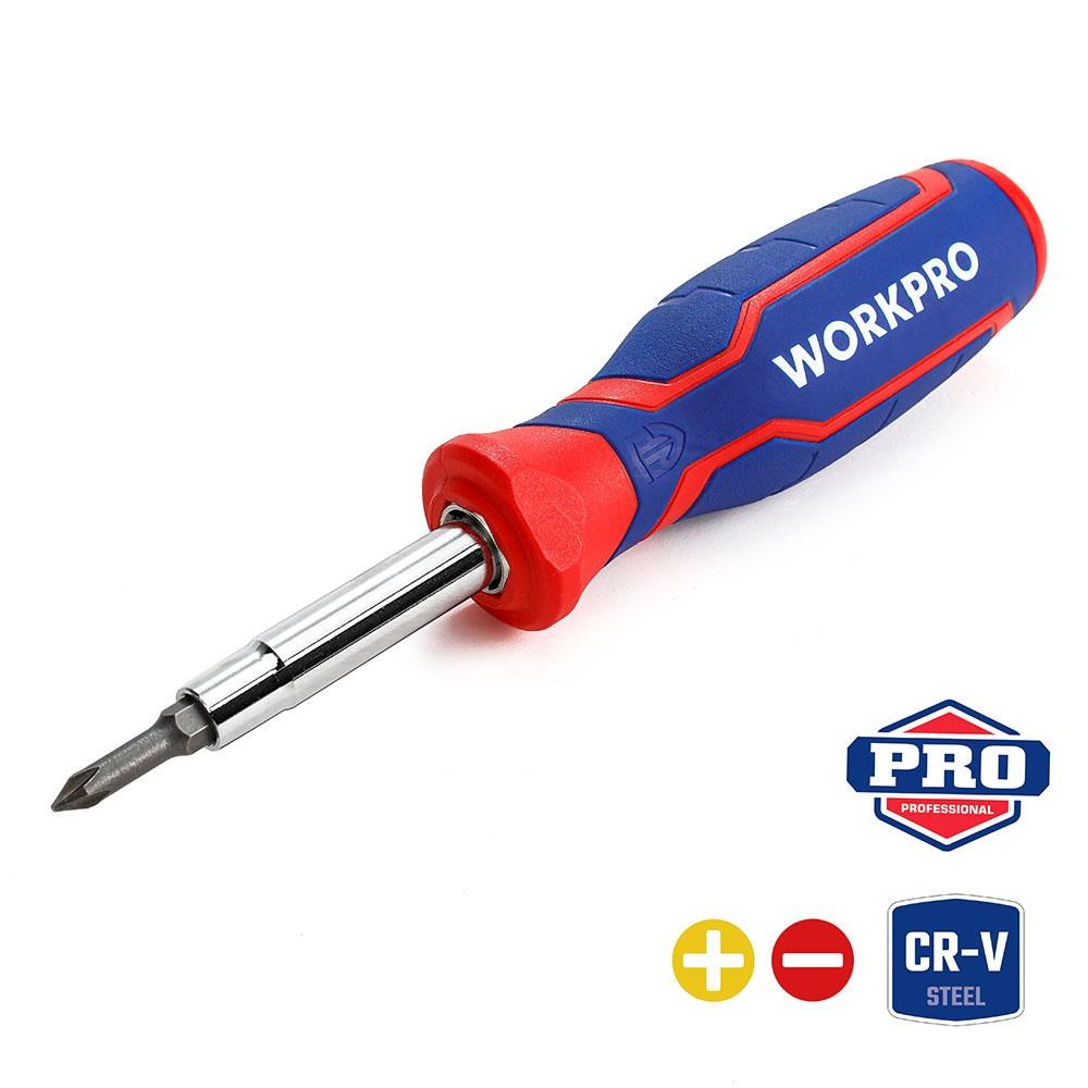 WorkproWORKPRO WP221046 6-IN-1 Profesyonel Çok Fonksiyonlu Değişken Uçlu Tornavida SetiWP221046