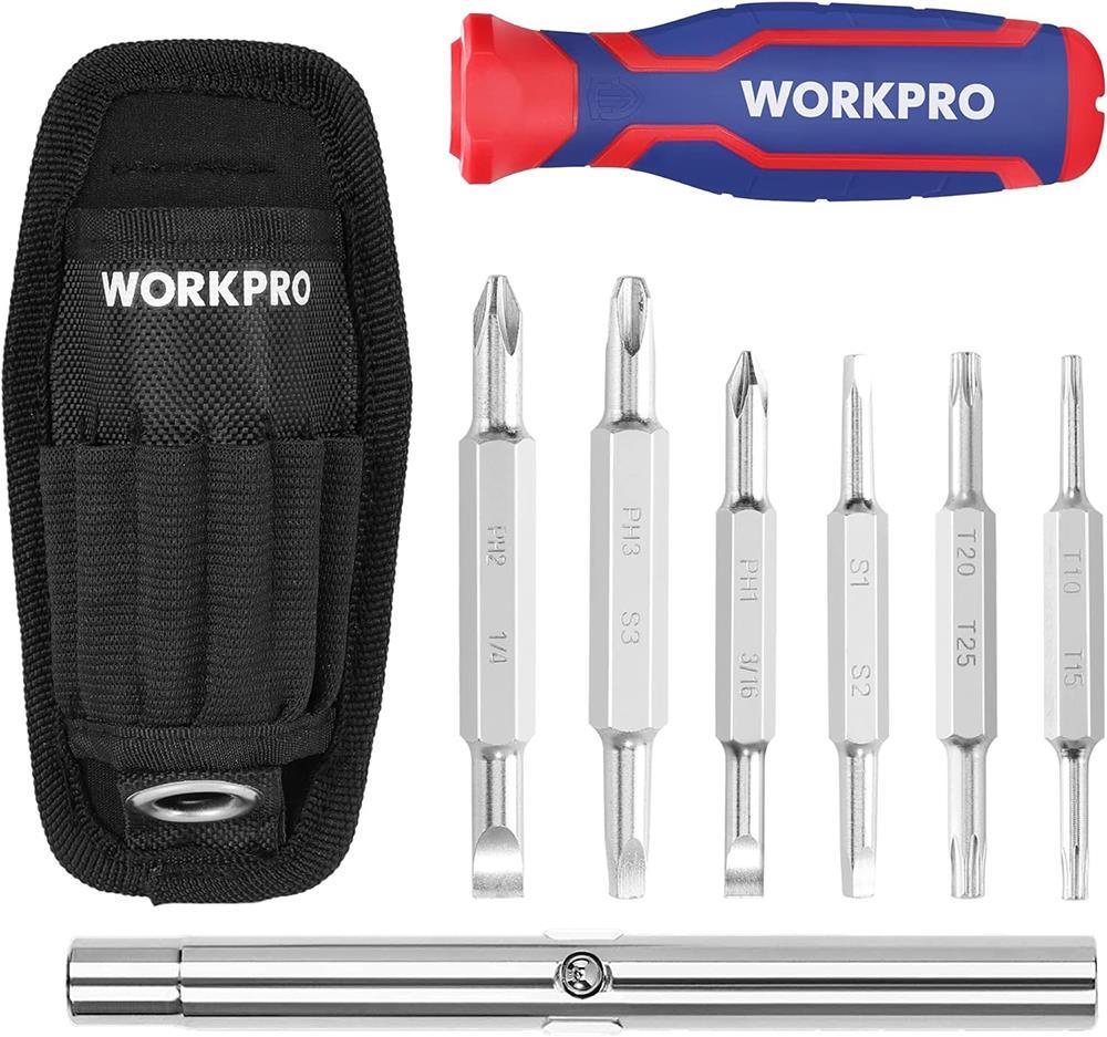 WorkproWORKPRO WP221306 15-IN-1 Çok Fonksiyonlu Değişken Uçlu Profesyonel Tornavida Seti + Bel Askı KılıfıWP221306