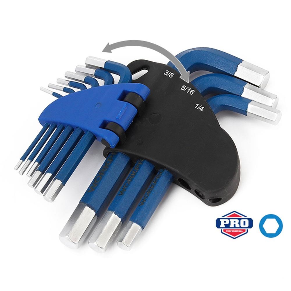 WorkproWORKPRO WP222014 9 Parça Kısa Boy CR-V Metrik Profesyonel Allen Anahtar TakımıWP222014