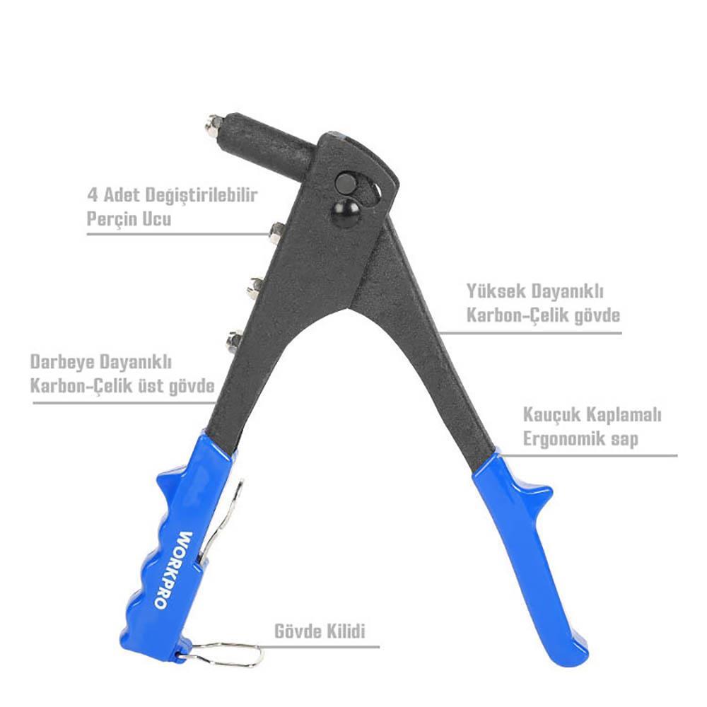WorkproWORKPRO WP225005 4 IN 1 2.4-4.8mm Profesyonel Perçin TabancasıWP225005