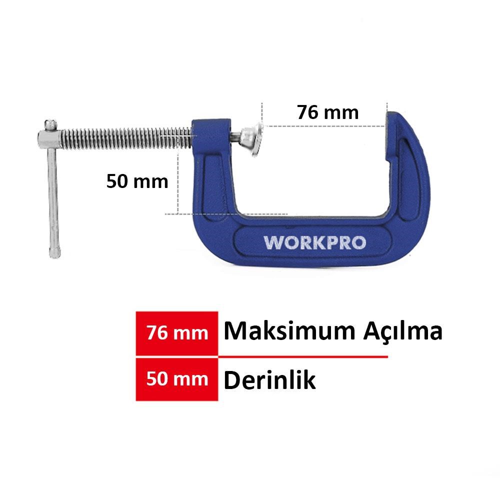 WorkproWORKPRO WP232018 75mm G Tipi İşkenceWP232018