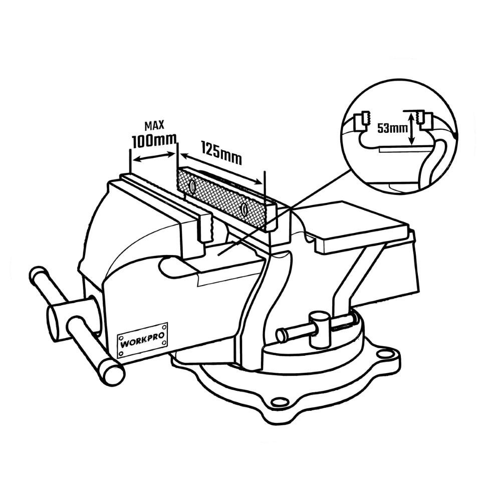 WorkproWORKPRO WP233006 125mm 360° Döner Tabanlı Örslü Profesyonel Tezgâh MengeneWP233006