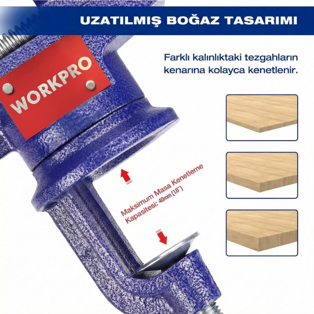 WorkproWORKPRO WP233010 65mm 360° Döner Tabanlı Örslü Profesyonel Mini Tezgâh MengeneWP233010