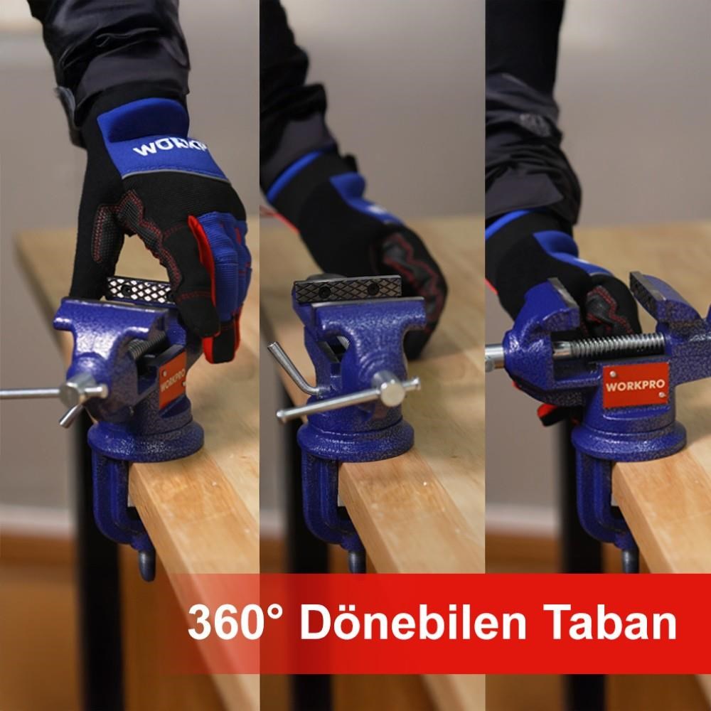 WorkproWORKPRO WP233010 65mm 360° Döner Tabanlı Örslü Profesyonel Mini Tezgâh MengeneWP233010