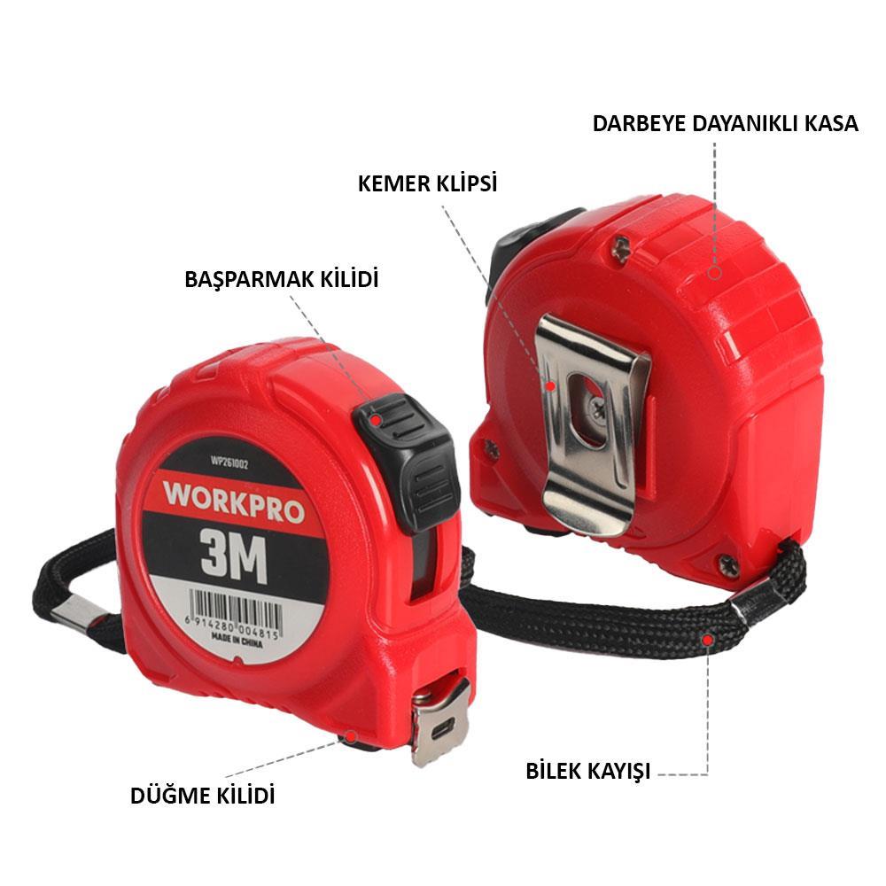 WorkproWORKPRO WP261002 3Mx16mm Beyaz Çelik Şerit MetreWP261002