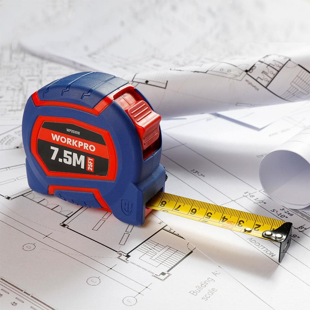 WorkproWORKPRO WP261010 7,5Mx25mm/25Ft. Naylon Kaplama Sarı Çelik Şerit MetreWP261010