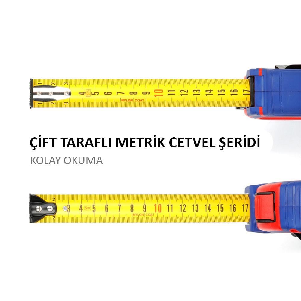 WorkproWORKPRO WP261044 8Mx25mm Naylon Kaplama Sarı Çift Taraflı Manyetik Çelik Şerit MetreWP261044