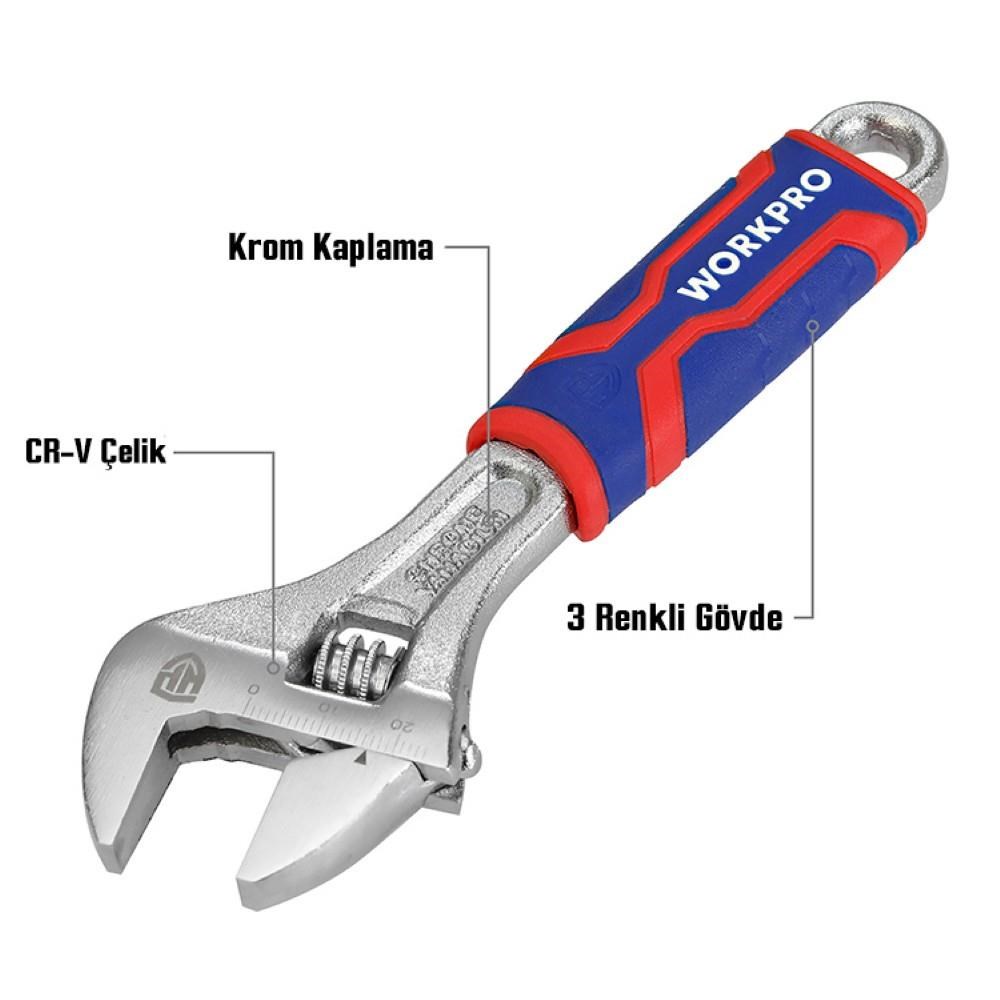 WorkproWORKPRO WP272010 150mm Cr-V Profesyonel Kurbağacık AnahtarWP272010