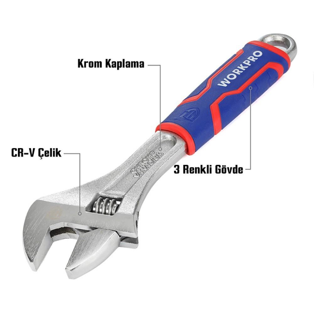 WorkproWORKPRO WP272012 250mm Cr-V Profesyonel Kurbağacık AnahtarWP272012