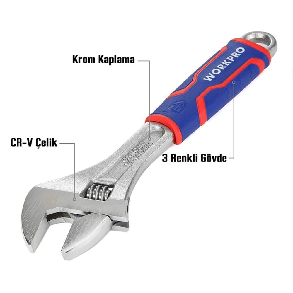 WorkproWORKPRO WP272012 250mm Cr-V Profesyonel Kurbağacık AnahtarWP272012