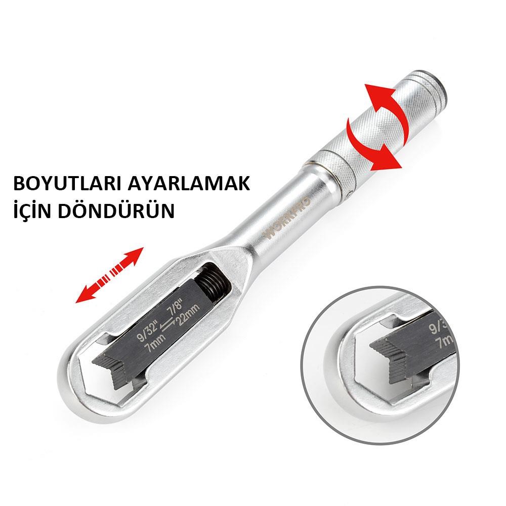 WorkproWORKPRO WP272015 7/22mm CR-V Üniversal Ayarlanabilir AnahtarWP272015