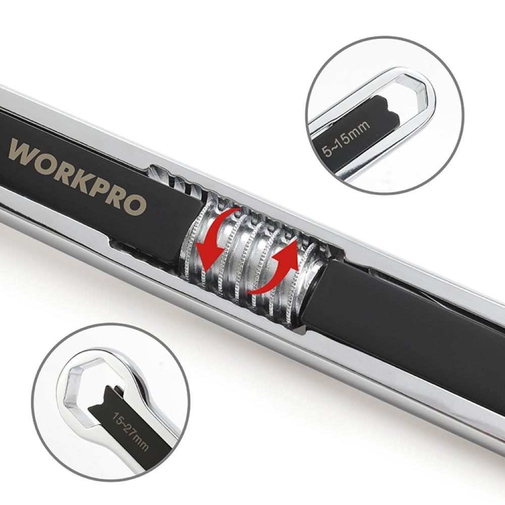 WorkproWORKPRO WP272016 5/27mm CR-V Üniversal Ayarlanabilir Çift Başlı AnahtarWP272016