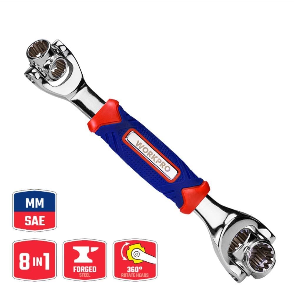 WorkproWORKPRO WP272018 8 IN 1 Mafsallı Çok Fonksiyonlu Profesyonel Lokma AnahtarıWP272018