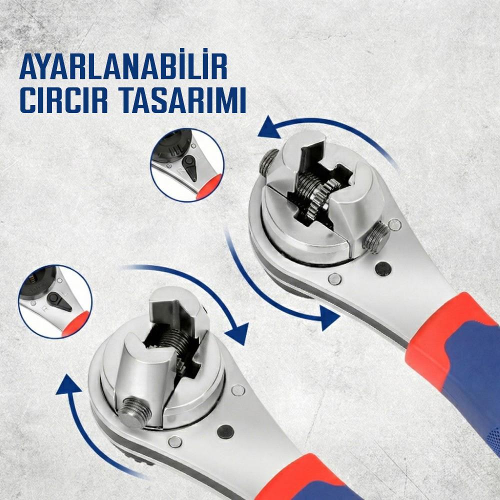 WorkproWORKPRO WP272063 7-22mm CR-V Profesyonel Ayarlanabilir 200mm Cırcır AnahtarWP272063