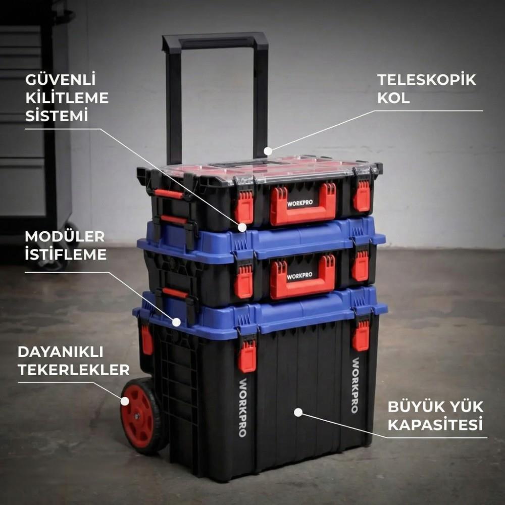 WorkproWORKPRO WP283032 54Lt 56x44,2x50cm Tekerlekli Kilitli Profesyonel Takım ÇantasıWP283032
