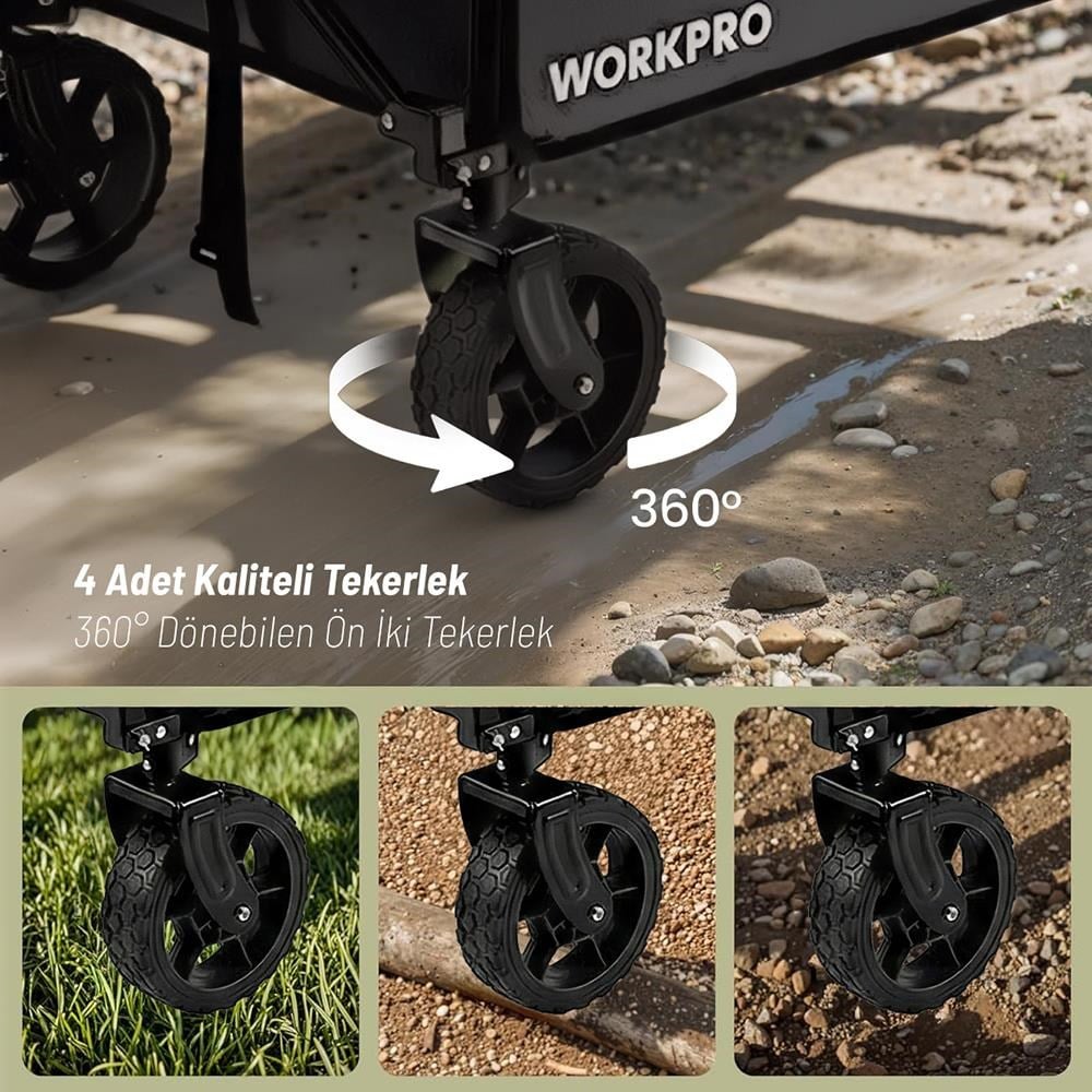 WorkproWORKPRO WP285015 80Kg 4 Tekerli Katlanabilir Ağır Hizmet Taşıma ArabasıWP285015