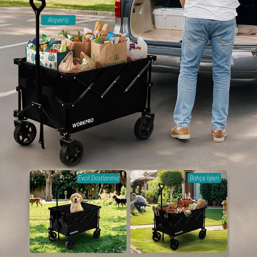 WorkproWORKPRO WP285015 80Kg 4 Tekerli Katlanabilir Ağır Hizmet Taşıma ArabasıWP285015