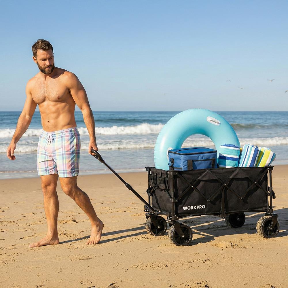 WorkproWORKPRO WP285016 100Kg 4 Tekerli Katlanabilir Ağır Hizmet Taşıma Arabası / Plaj ArabasıWP285016