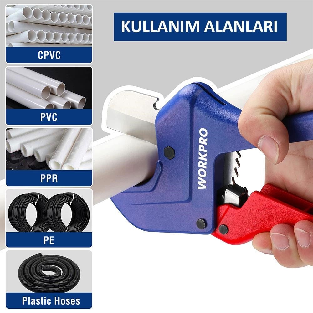 WorkproWorkpro WP301007 WORKPRO WP301007 60.5mm Profesyonel PPRC Plastik Boru Kesme MakasıWP301007