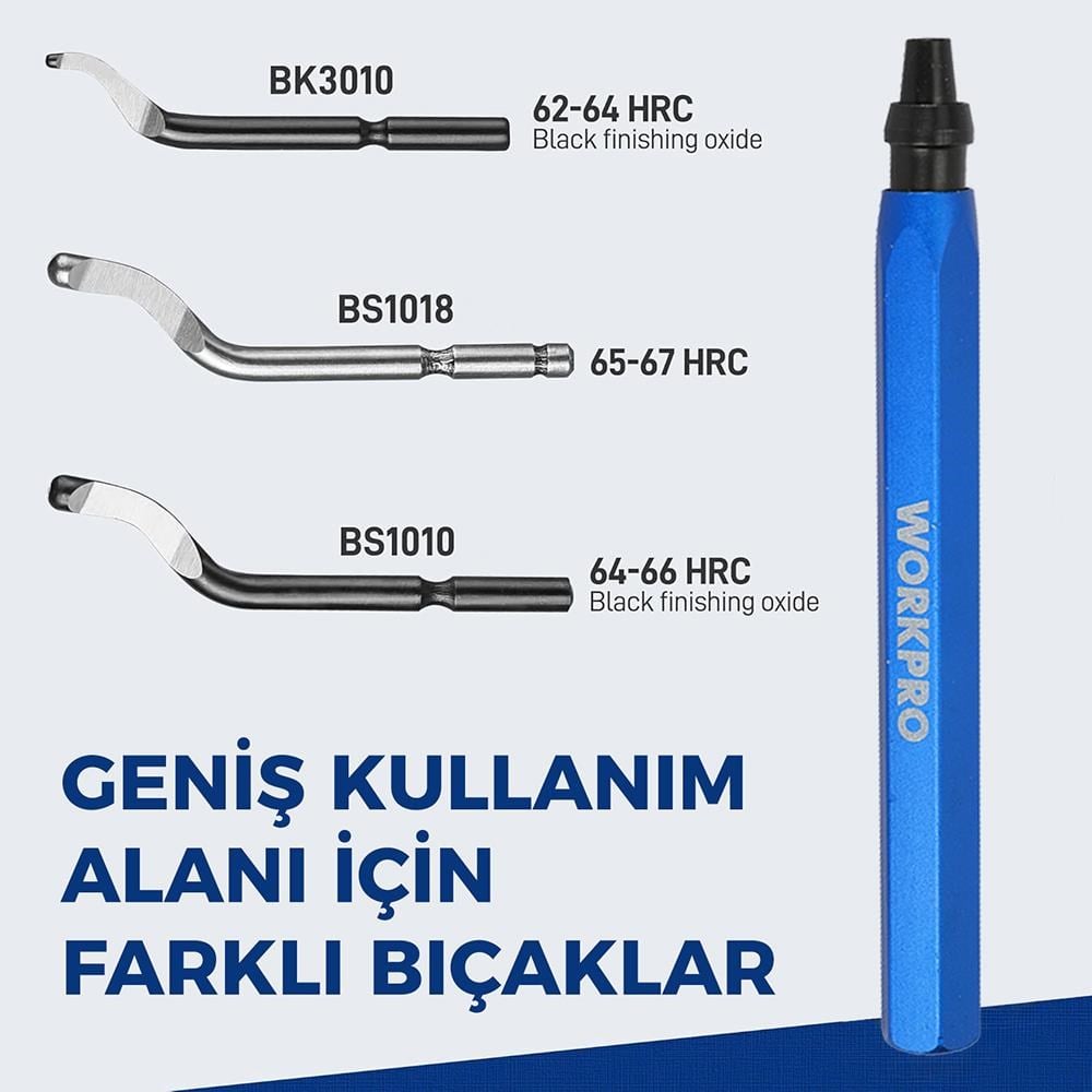 WorkproWORKPRO WP309010 Profesyonel Çapak Temizleme Kalemi + 3 Parça BıçakWP309010