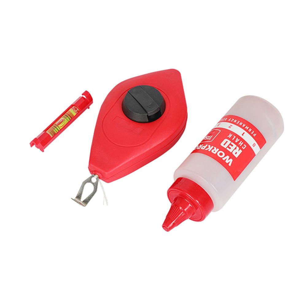 WorkproWORKPRO WP329019 Çizim İpi Seti 115gr Kırmızı Çizim İpi Boyası + Mini Su Terazisi + 30M Çizim İpiWP329019