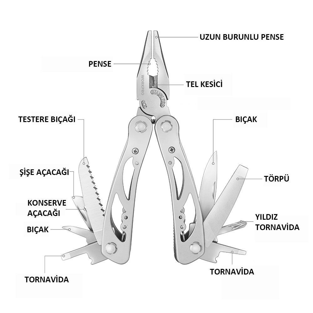WorkproWORKPRO WP382001 12 IN 1 Çok Fonksiyonlu Profesyonel Pense Seti + Taşıma KılıfıWP382001